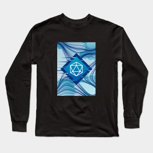 Blue Glitch Polyhedral D20 Dice Tabletop RPG Long Sleeve T-Shirt